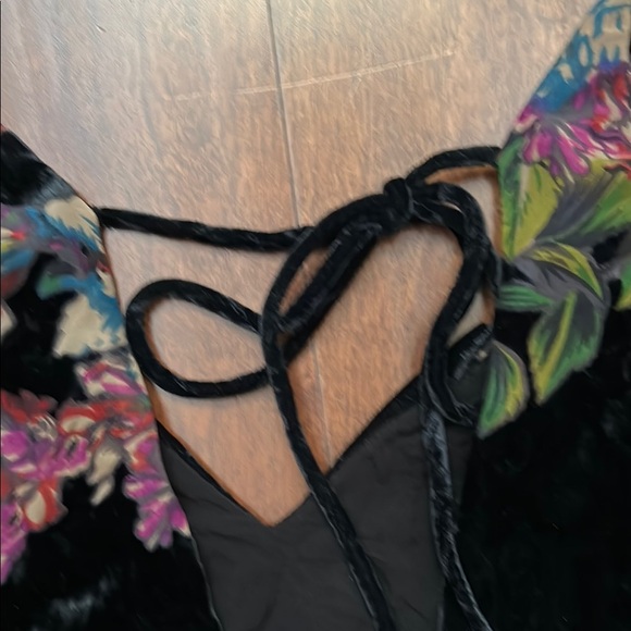 Free People Misha Burnout Black Velvet Mini Dress, Boho Witchy Floral, Size Sm - Picture 14 of 16